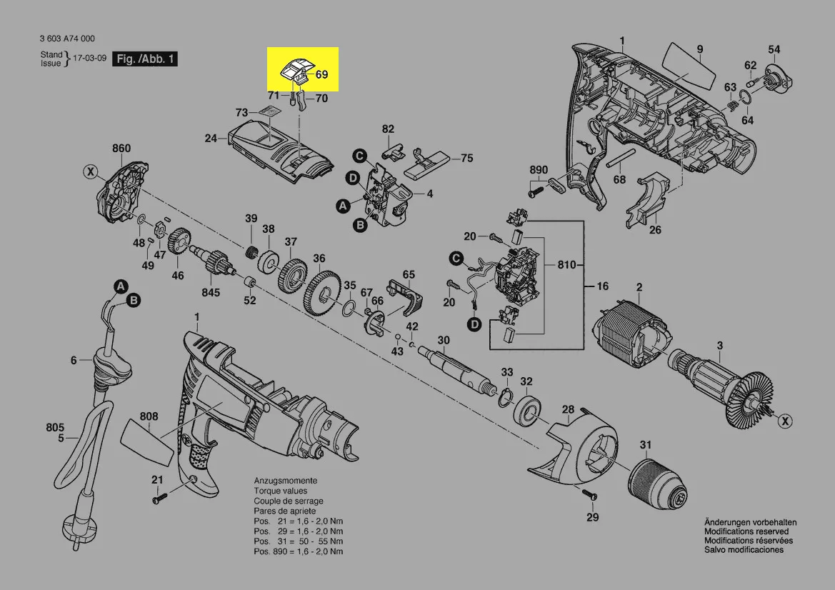 Curseur mode percussion réf. 1 600 A00 92G Bosch